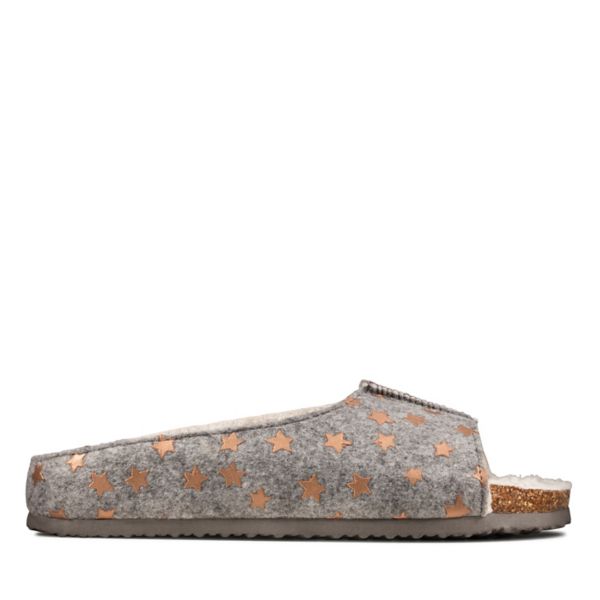 Clarks Womens Fireside Lux Slippers Grey | USA-5491207